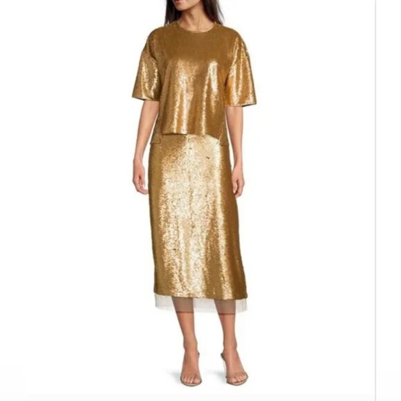 ALX Gold Sequin Skirt & Top Sz XL - Picture 1 of 2